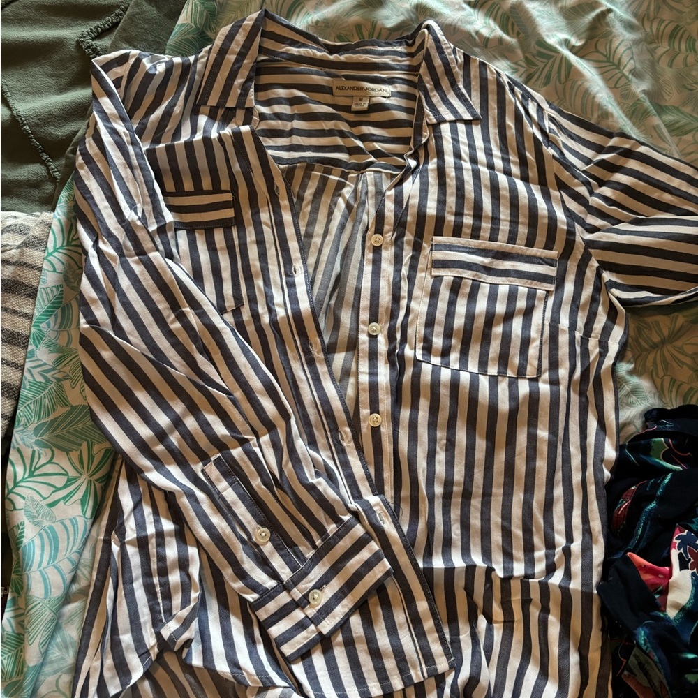 Striped Button-Up Blouse